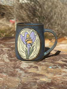 Bumble Bee Butt and Crocus Mug - 13 oz