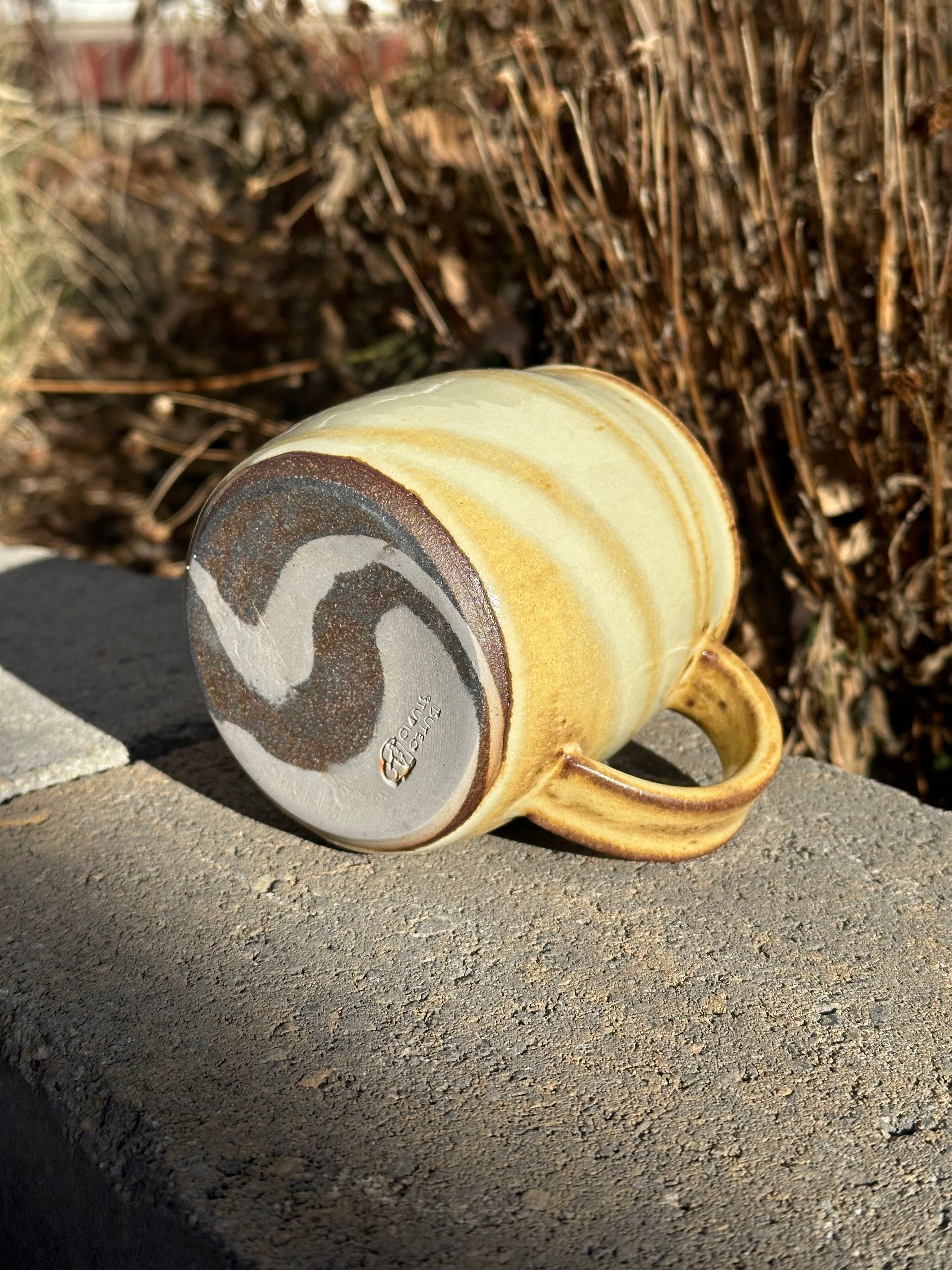 Glazed Agateware Mug B - Yellow Salt - 13 oz