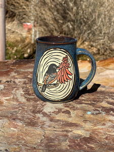 Orchard Oriole and Coral Tree Mug - 14 oz